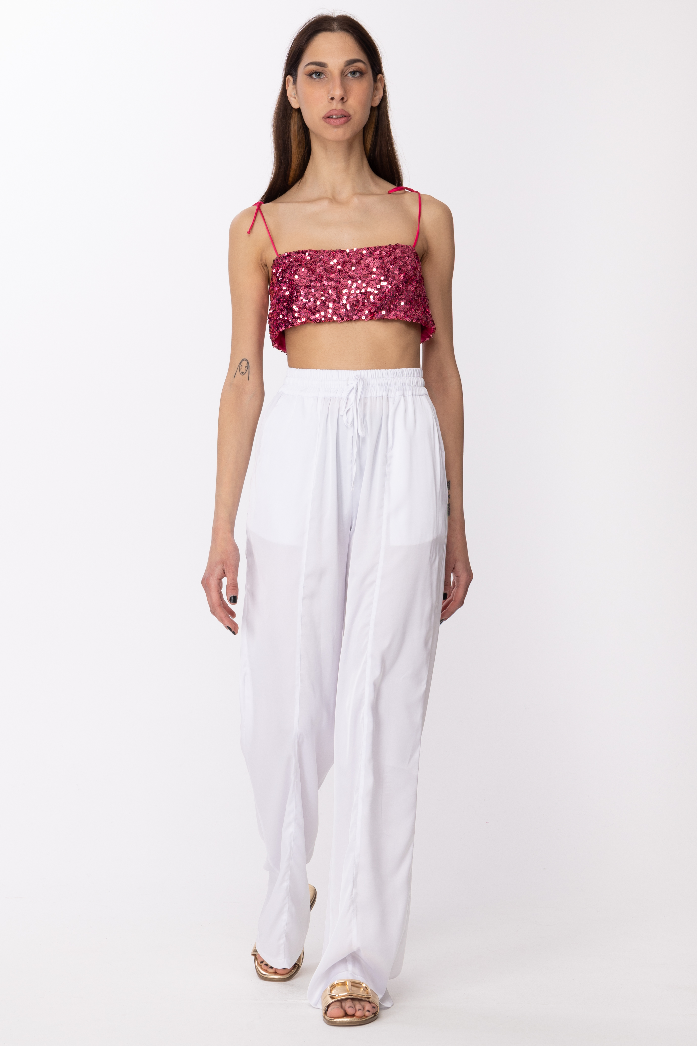 Preview: Aniye By Full sequin crop top FUCHSIA
