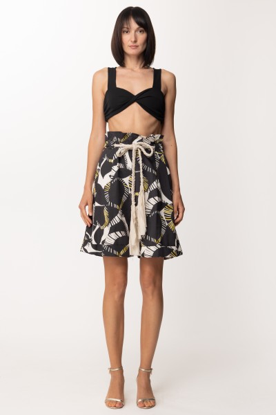 Twin-Set  Printed bermuda shorts with rope belt 221AT2622 LEAVES CHANTILLY/NER