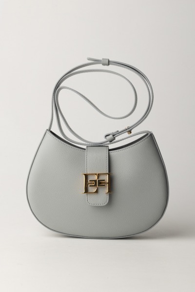 Elisabetta Franchi  Rounded Medium Hobo Bag with EF Logo BS41F41E2 PERLA