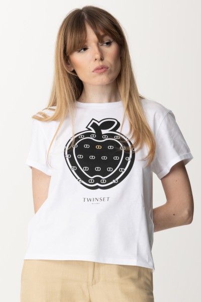 Twin-Set  T-shirt z nadrukiem jabłka 241TP2700 BIANCO OTTICO