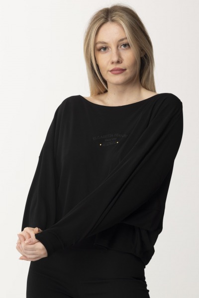 Elisabetta Franchi  T-shirt z pasującym haftem Reserved MA03342E2 NERO
