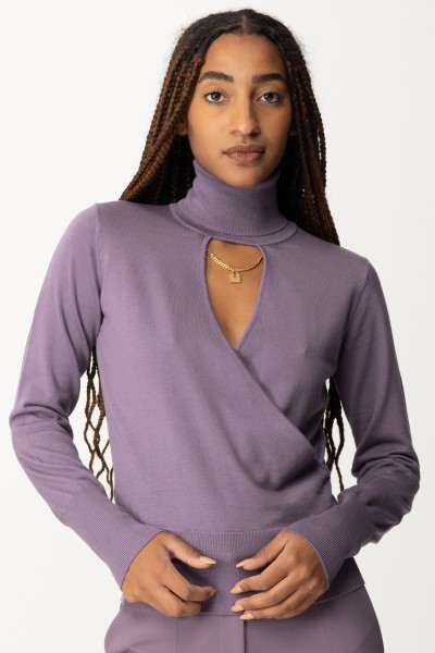 Elisabetta Franchi  Turtleneck Sweater with Cut-Out and Chain MK86B36E2 CANDY VIOLET