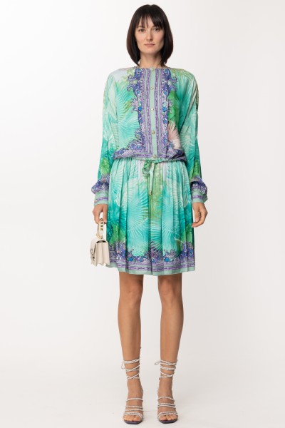 Just Cavalli  Pleated skirt with print 74PBE808 NEPTUNE GREEN