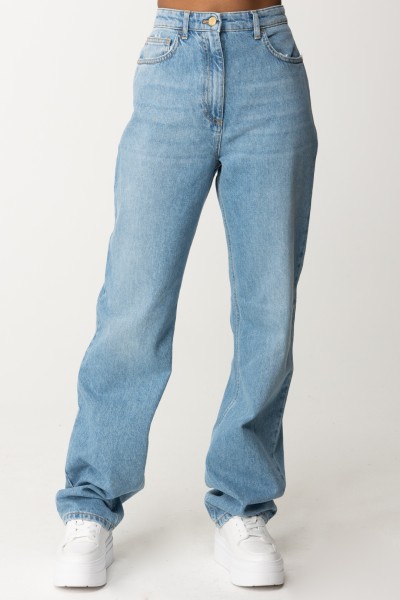 Elisabetta Franchi  Jeansy z prostymi nogawkami i haftowaną kieszenią PJ45D41E2 LIGHT BLUE