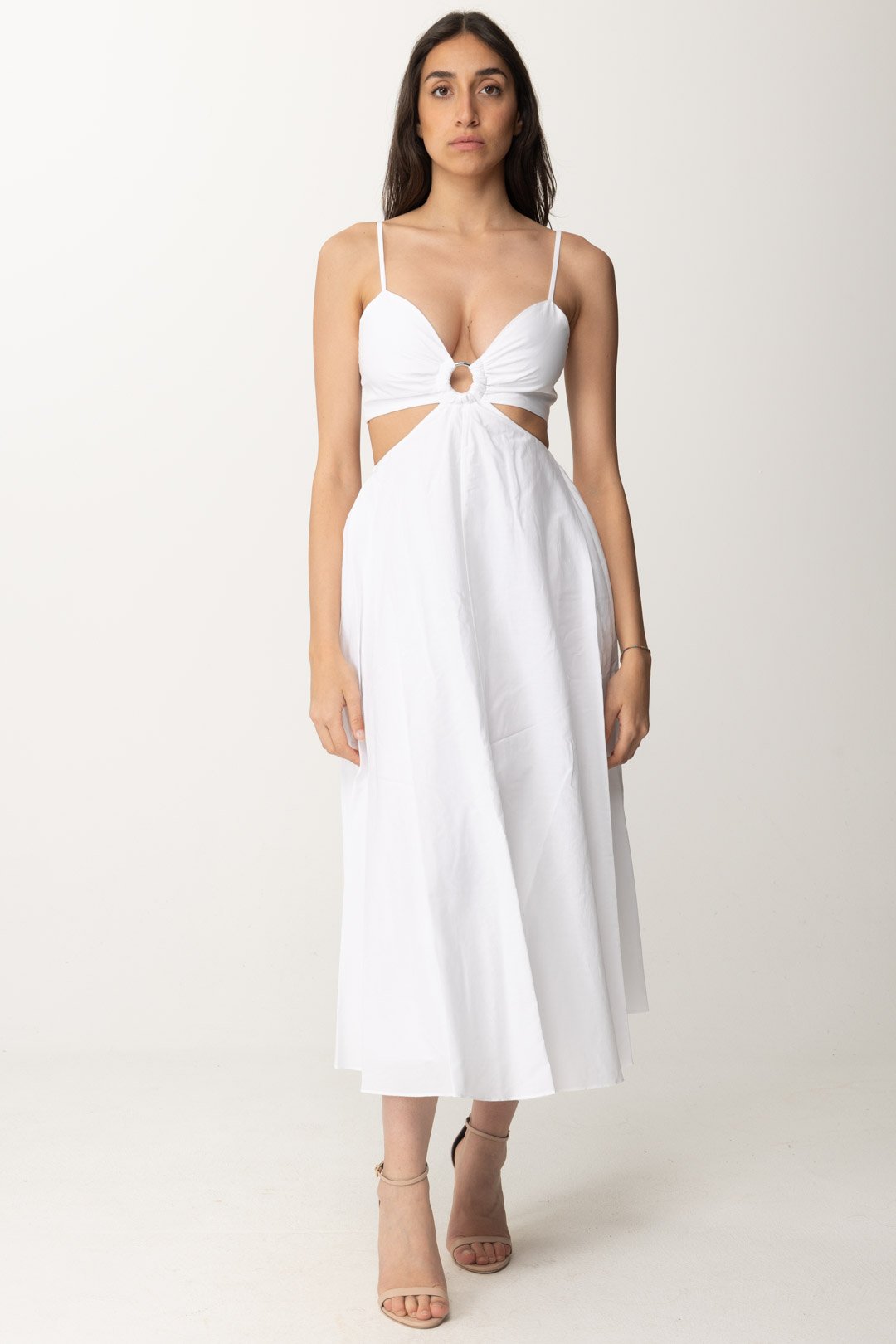 Preview: Michael Kors Midi dress with cut-out WHITE