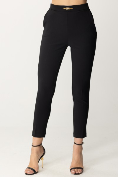 Elisabetta Franchi  Ankle-length trousers with clasp PA02741E2 NERO