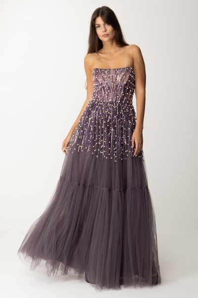 Elisabetta Franchi  Red Carpet dress with sequin embroidery AB43937E2 CANDY VIOLET