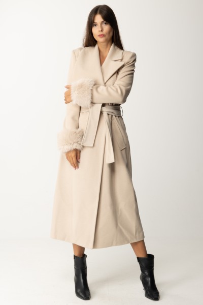 Yes London  Coat with lapels and fur inserts CD1138 BEIGE