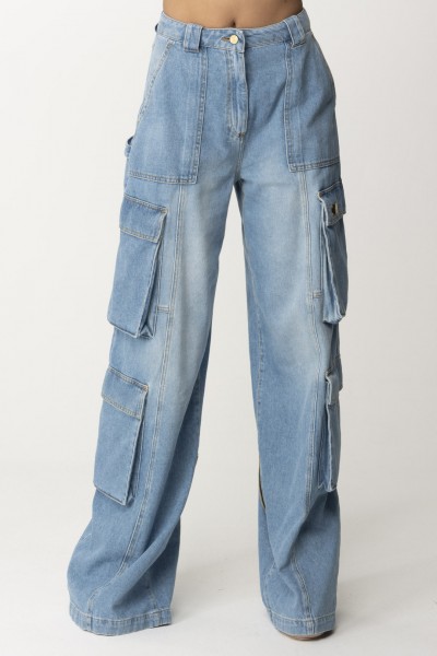 Elisabetta Franchi  Cargo-Jeans mit Reißverschluss hinten PJ56D41E2 LIGHT BLUE