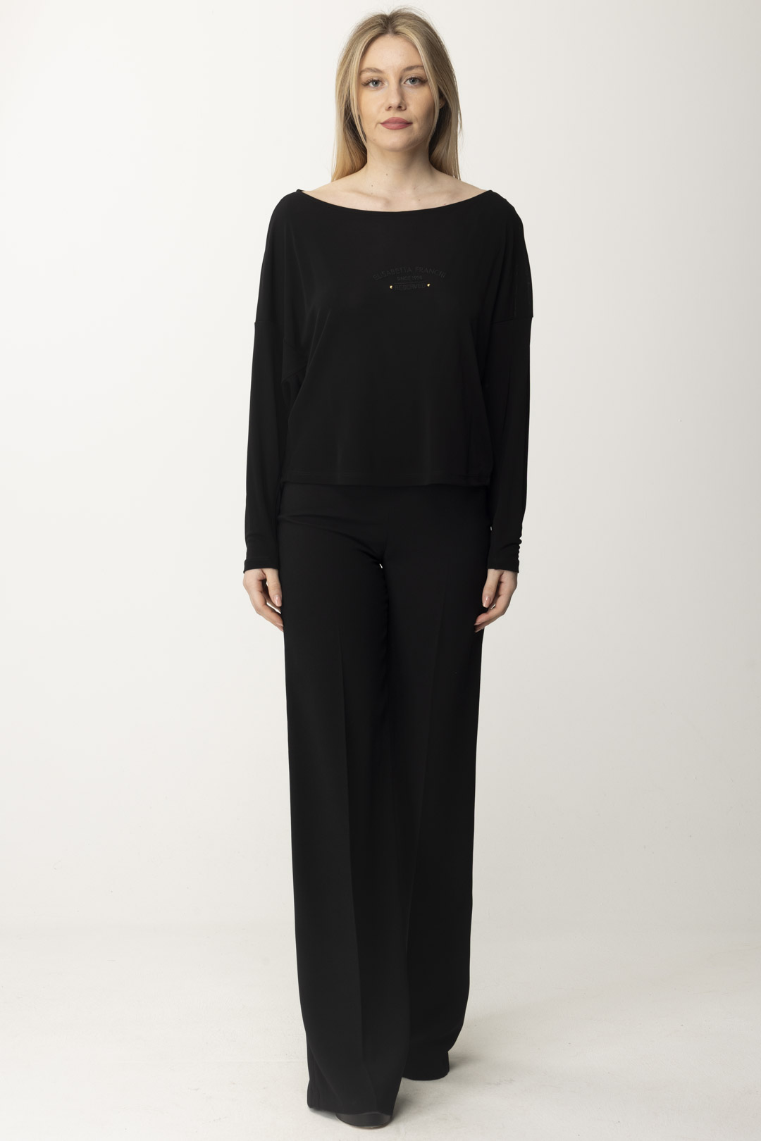 Preview: Elisabetta Franchi Tonal Embroidered Reserved Sweater Nero
