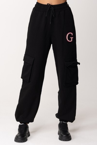 Gaelle Paris  Pantalon cargo sweat-shirt GBDP19013 NERO