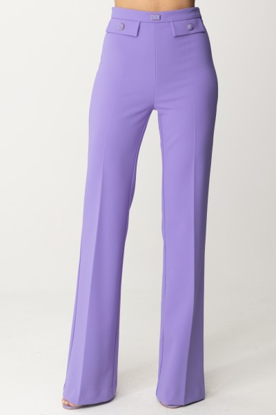Elisabetta Franchi  Flared trousers with logoed flaps at the waist PA02941E2 IRIS