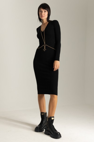 Elisabetta Franchi  Knit dress with logo accessory AM13S36E2 NERO
