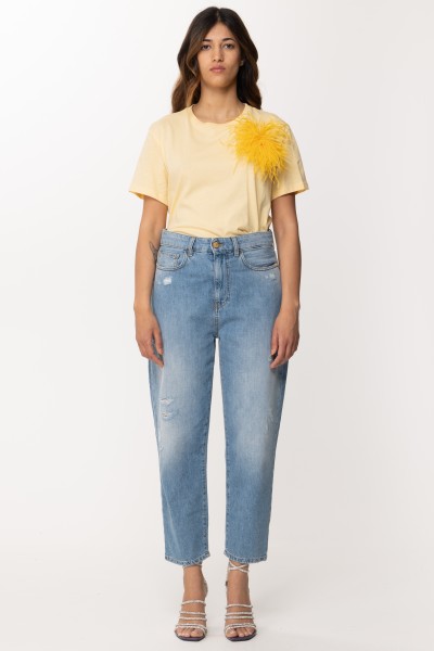 Patrizia Pepe  T-shirt with feather inserts 2M4282 J035 CLARITY YELLOW