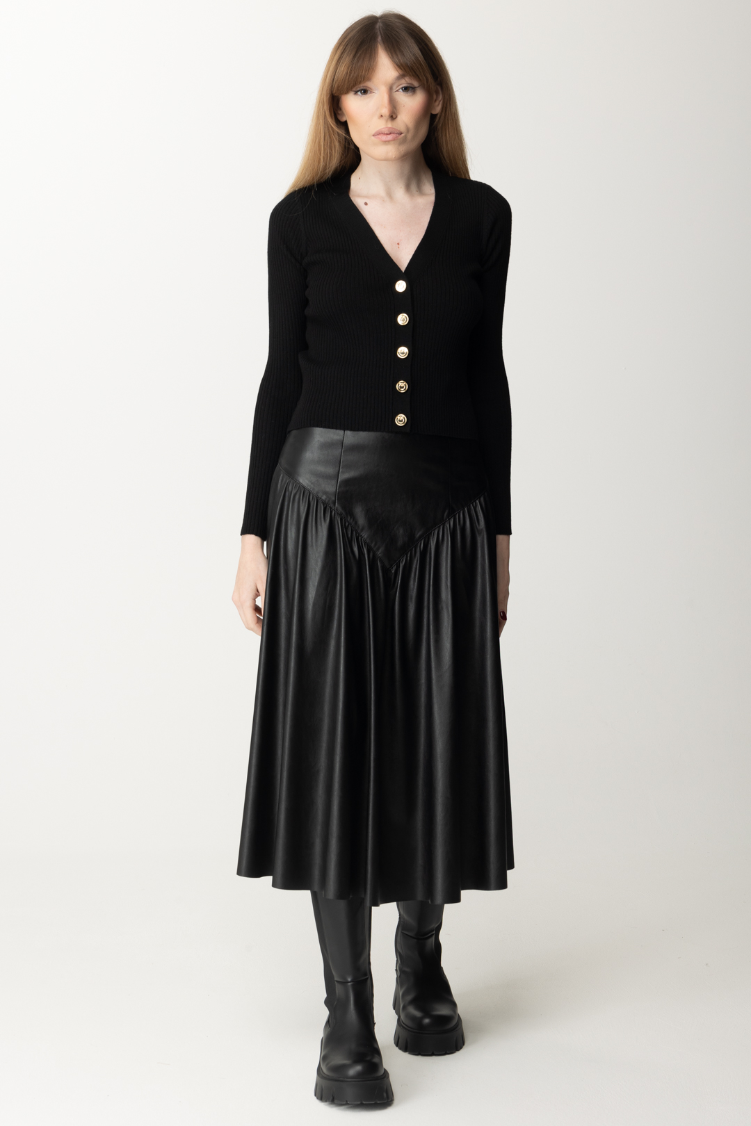 Preview: Aniye By Biba faux leather midi skirt Nero