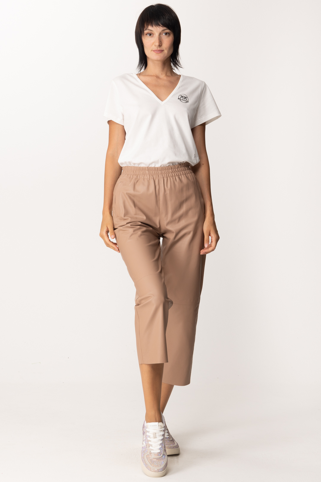 Preview: Pinko Leather trousers ROSA ALMANDINO