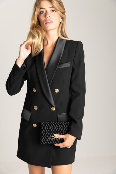 Elisabetta Franchi  Jacket dress with satin revers AB42036E2 NERO