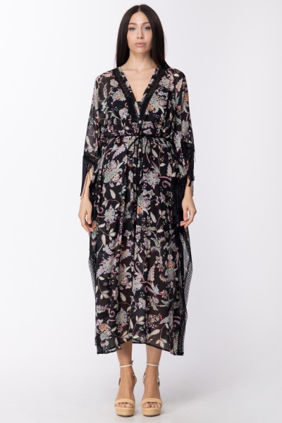 Twin-Set  Printed kaftan with bangs and petticoat 211TT2683 ST.FIORE INDIANO NER