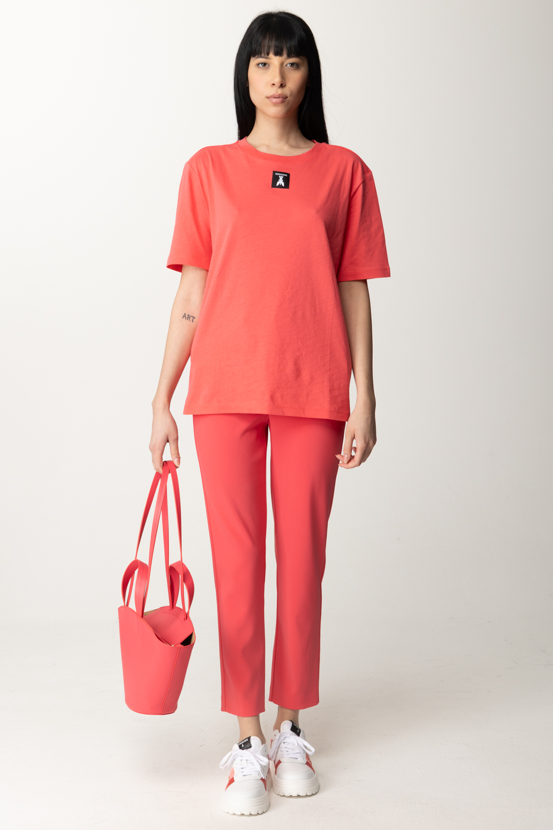 Preview: Patrizia Pepe Cotton t-shirt with Fly Logo HyBrid Rose