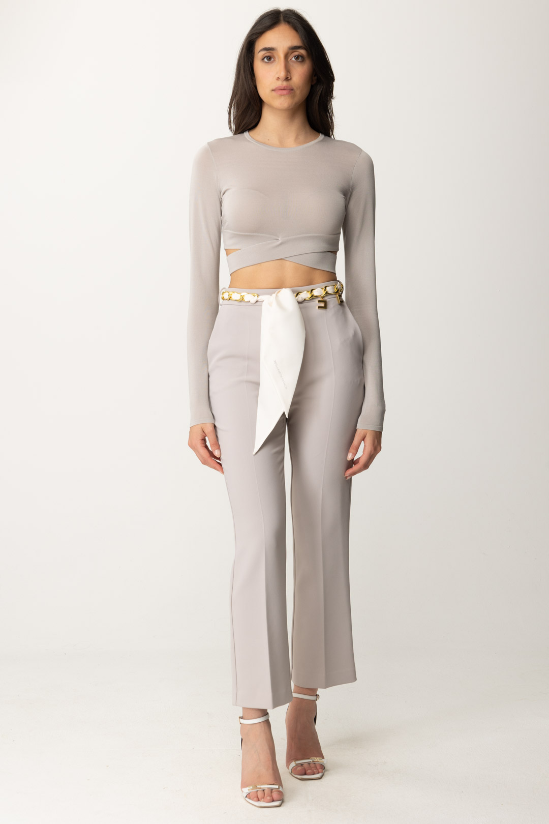 Preview: Elisabetta Franchi Trousers with scarf belt Perla