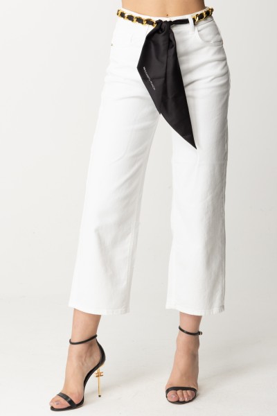 Elisabetta Franchi  Jeans crop con cintura foulard PJ42D41E2 AVORIO