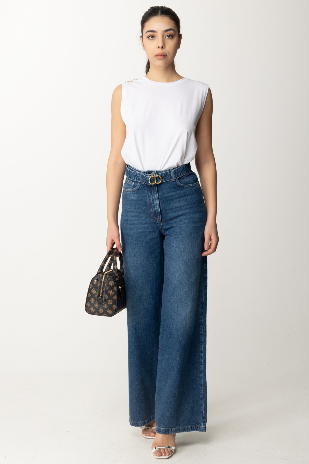Preview: Twin-Set Wide leg jeans with belt Denim