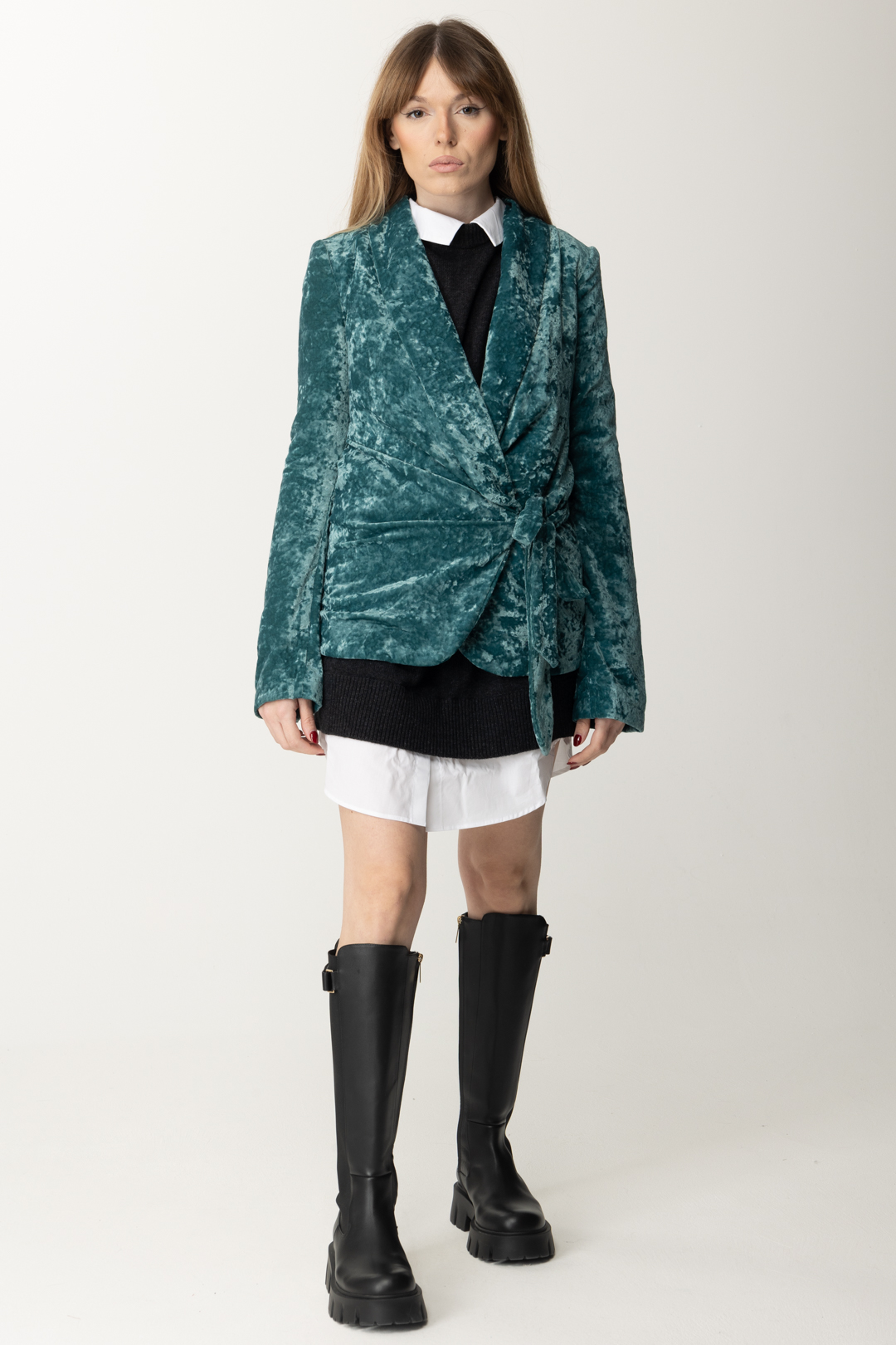 Preview: Aniye By Zira velvet jacket with bow fastening BLU SERPENT