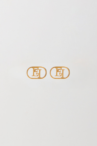 Elisabetta Franchi  Mini boucles d&#039;oreilles avec logo ovale OR41M42E2 ORO GIALLO