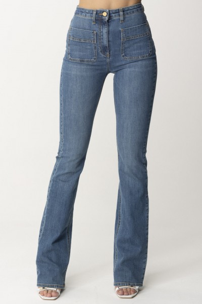 Elisabetta Franchi  Jeans a Zampa PJ39S41E2 BLUE DENIM