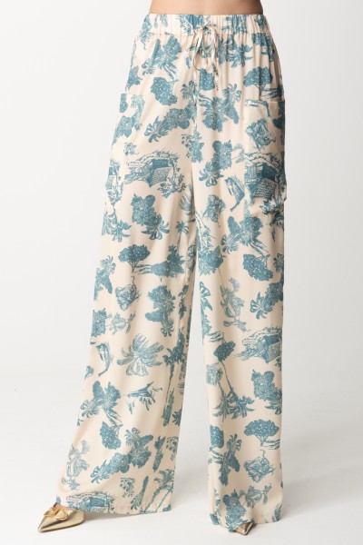 Aniye By  Maddy trousers with floral print 185330 BLU HAWAII
