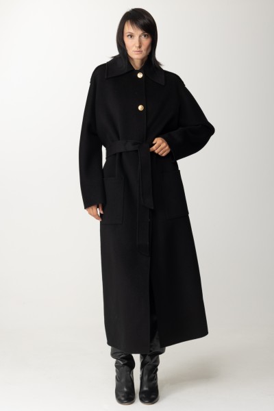 Elisabetta Franchi  Cappotto in lana con collo a camicia CP45D36E2 NERO