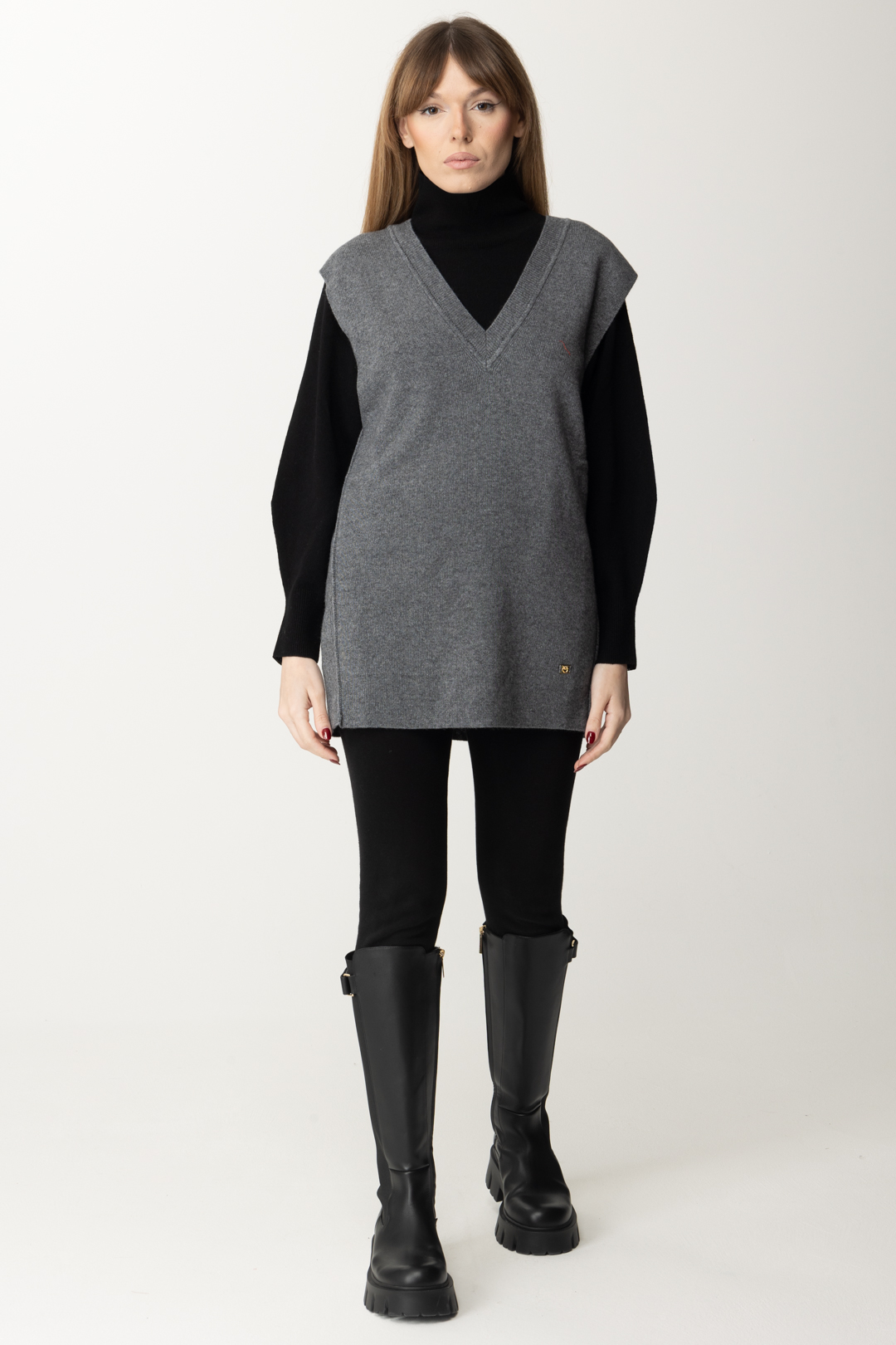 Preview: Pinko Sleeveless cashmere blend sweater GRIGIO ROCCA