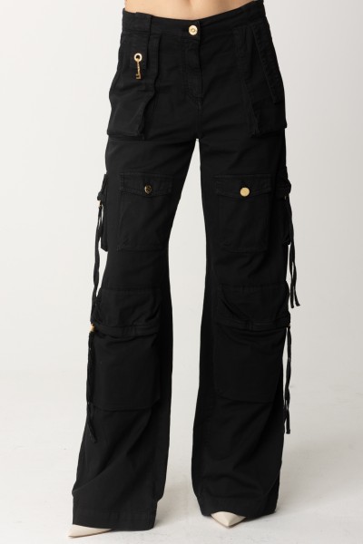 Elisabetta Franchi  Cargo jeans with pockets and laces PJ51N41E2 NERO