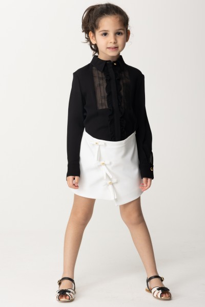 ELISABETTA FRANCHI BAMBINA  Wrap mini skirt with bows EFGO1510TV665.0000 LIGHT CREAM