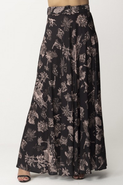 Aniye By  Long Printed Skirt with Maddy Belt 185253 BLACK HAWAII