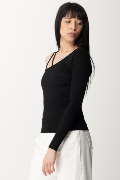 Replay  Ribbed one-shoulder sweater W3095 00023583P BLACK