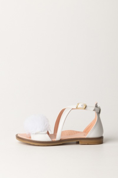 ELISABETTA FRANCHI BAMBINA  Płaskie sandały z tiulem F1A2-E0045-1733100- WHITE