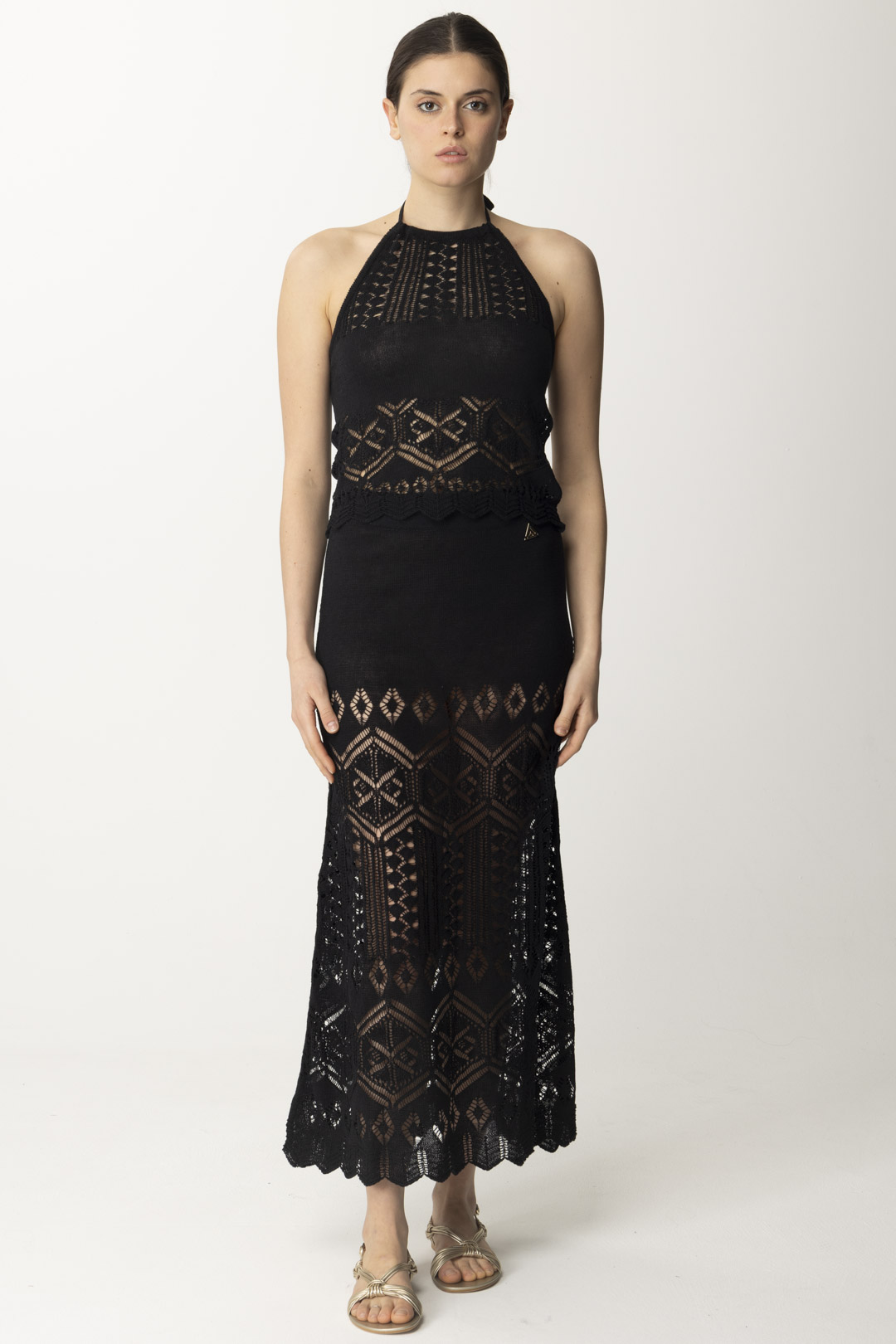 Preview: AKEP Perforated top with halter neckline Nero