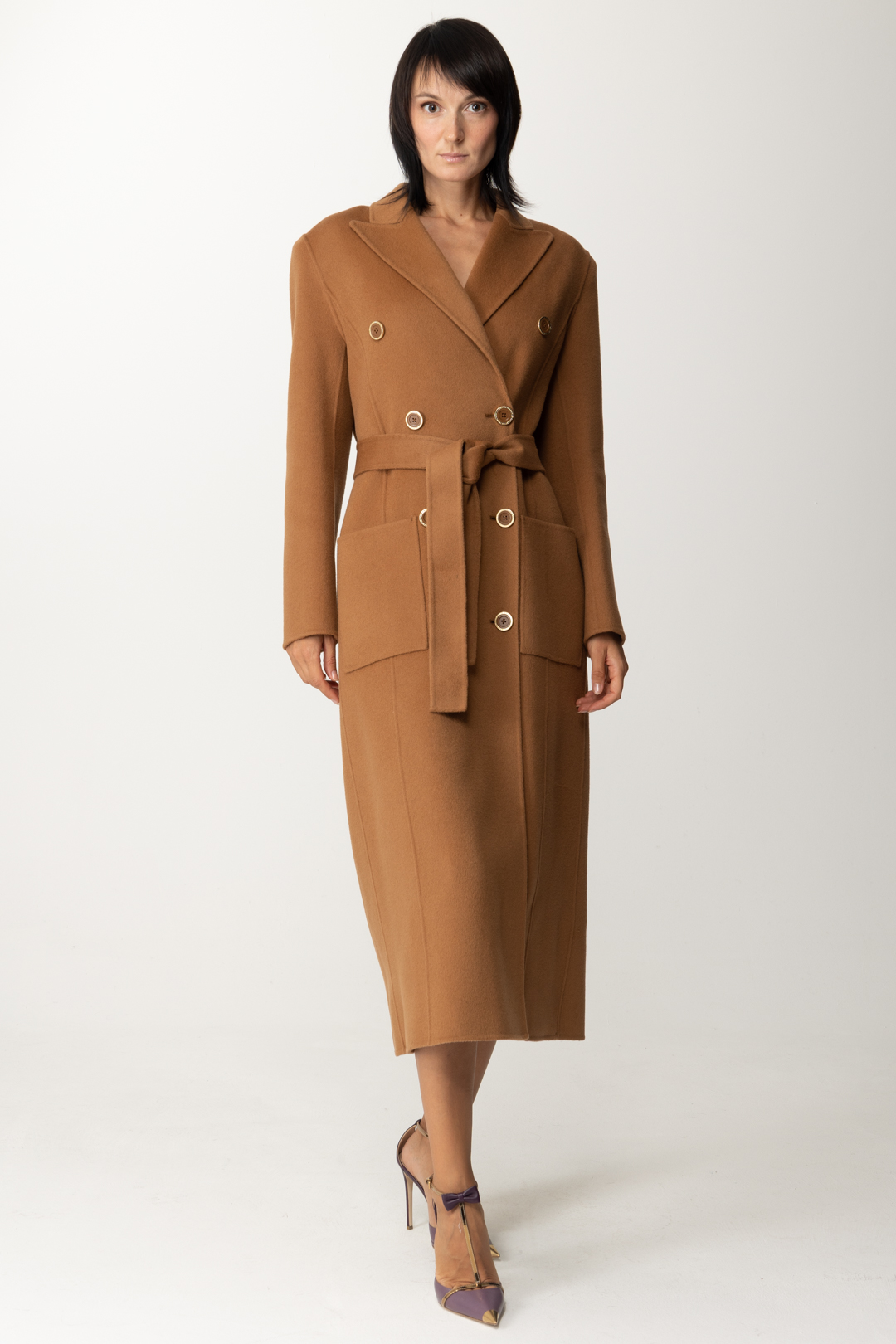 Preview: Elisabetta Franchi Double-breasted wool coat Mou
