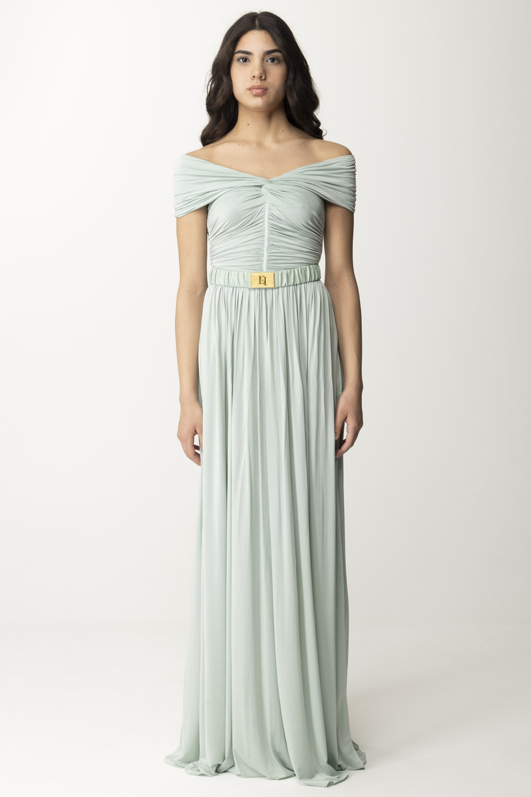 Preview: Elisabetta Franchi Red Carpet Dress with Knot and Belt ACQUA