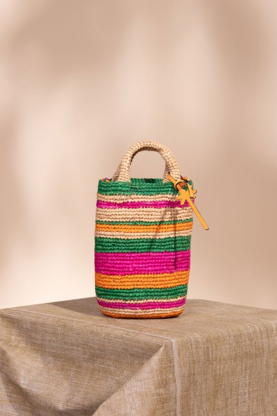 Manebi  Multicoloured striped raffia bucket bag V73ASBAG0000U Multicolor