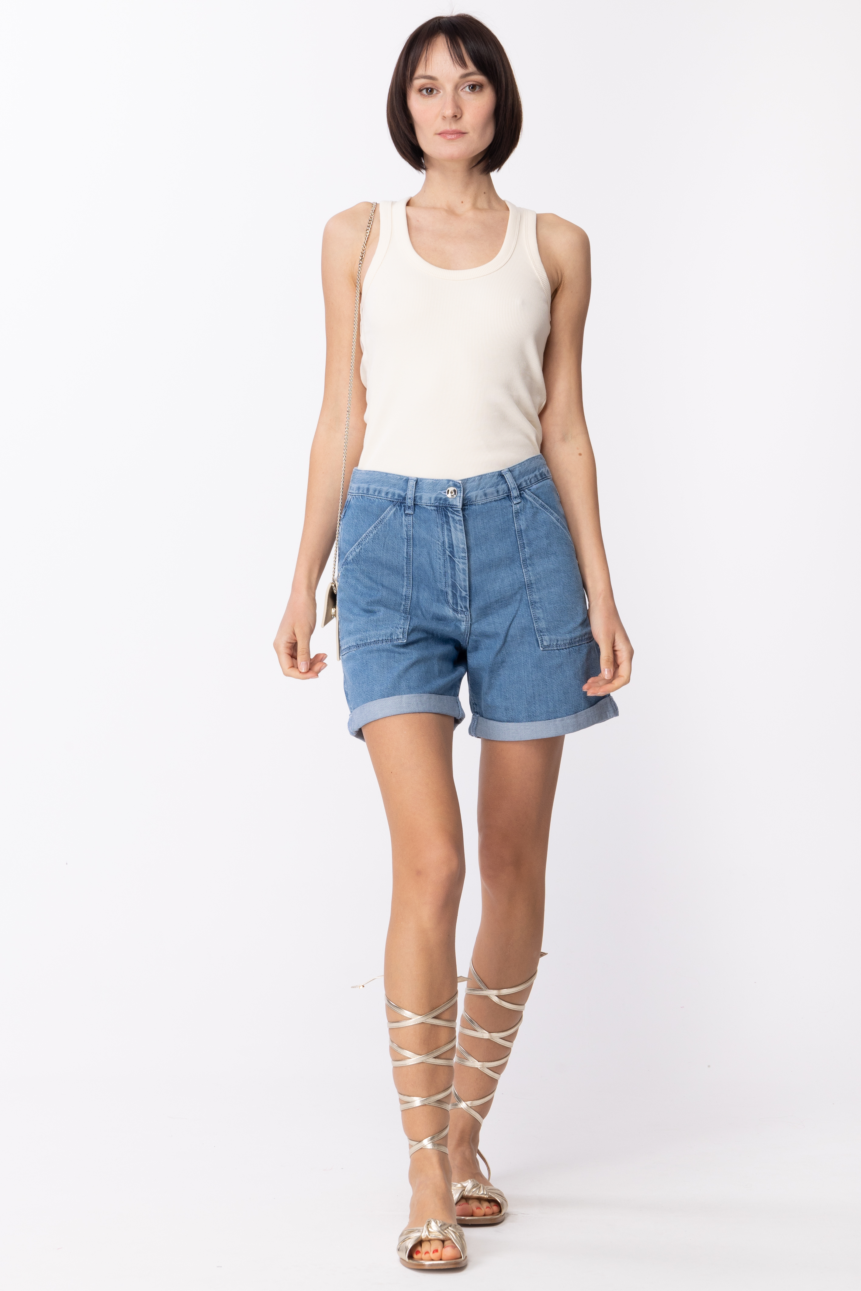 Preview: Patrizia Pepe Denim shorts with pockets Bleached Tencel Wash