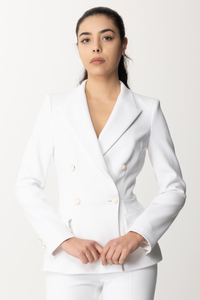 Elisabetta Franchi  Double-breasted jacket with waist cut GI07341E2 AVORIO