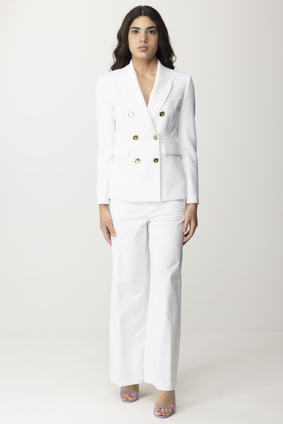 Preview: Pinko Double-breasted jacket with flap pockets. WHITE
