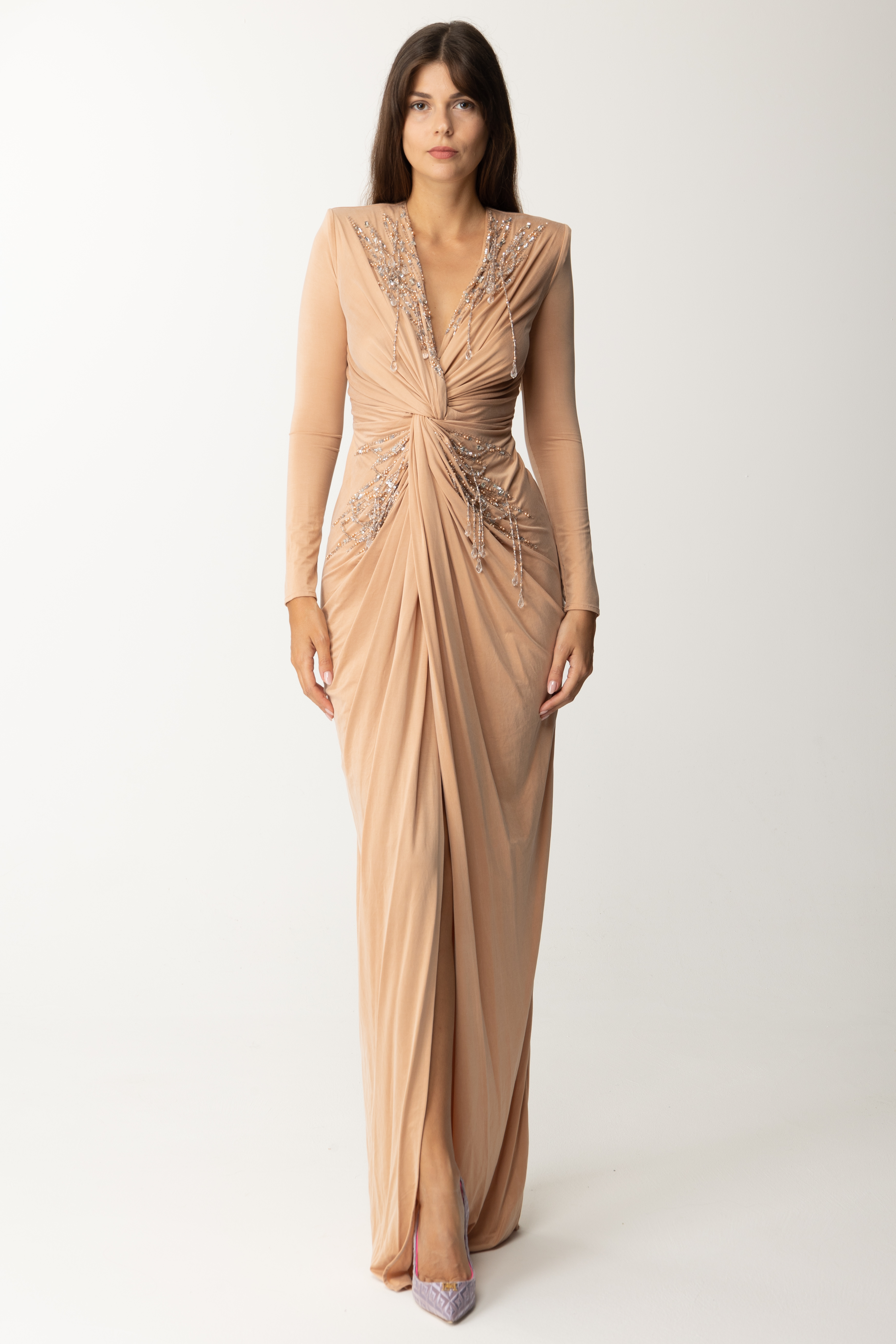 Preview: Elisabetta Franchi Red carpet dress with sequins SKIN