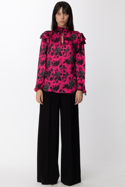 Gaelle Paris  Blouse with collar and floral print GBDP13130 FUCSIA