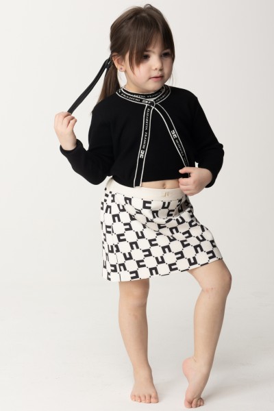 ELISABETTA FRANCHI BAMBINA  Spódnica mini z sześciennym nadrukiem logo EGGO0410GA008.D027 BUTTER/BLAC