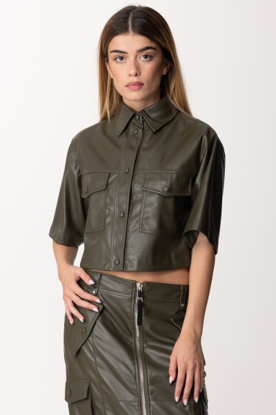 Marco Bologna  Cropped leather shirt MWA23080CA MILITARY