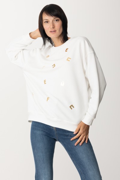 Elisabetta Franchi  Sweatshirt mit goldenem Schriftzug MD00636E2 AVORIO