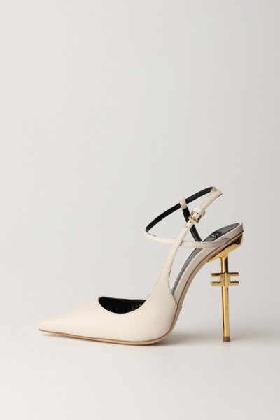 Elisabetta Franchi  High slingback sandals with sculptured heel SA37B41E2 BURRO